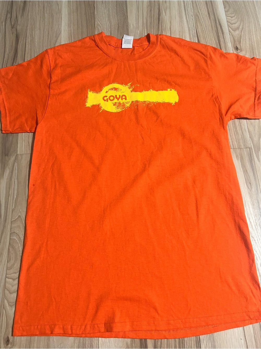 Gildan Bright Orange Tee with Yellow Goya Graphic